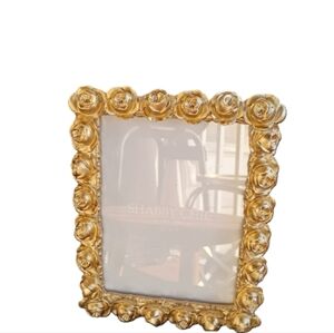 Shabby Chic Gold Rosette Roses 5 X 7 Photo Picture Frame